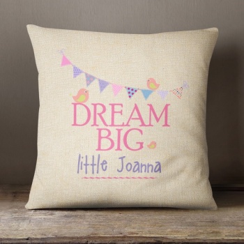 Personalised Cream Chenille Cushion - Dream Big